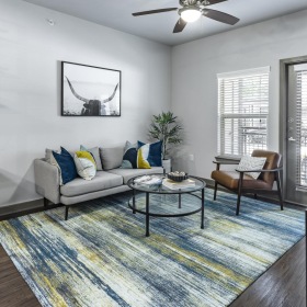 The essence of exceptional living a living room with a rug and a table