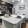 a kitchen with black cabinets